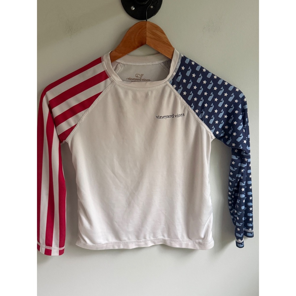 Vineyard Vines Kids 4T Americana Rash Guard Red White Blue Stars Stripes Whale